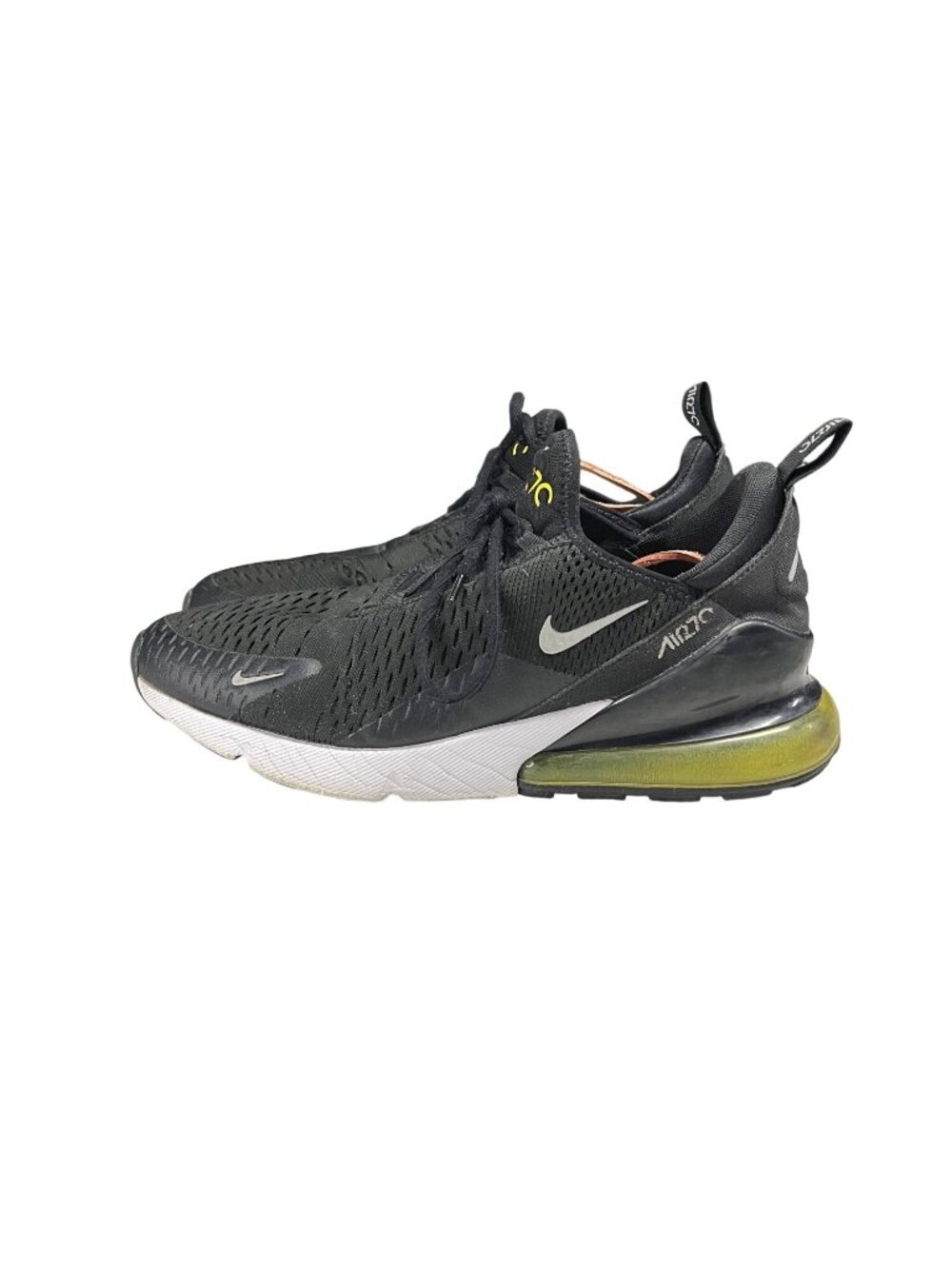 Nike Air 270 Black/Yellow Low-Top Running Shoes Mens Size 10